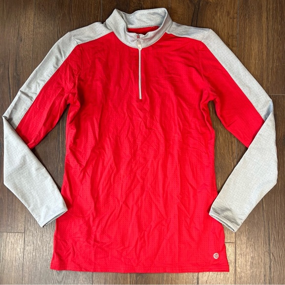 Bette & Court Ladies 1/4 Zip Long Sleeve Golf Shirt Red/Gray SZ MED - Picture 1 of 6